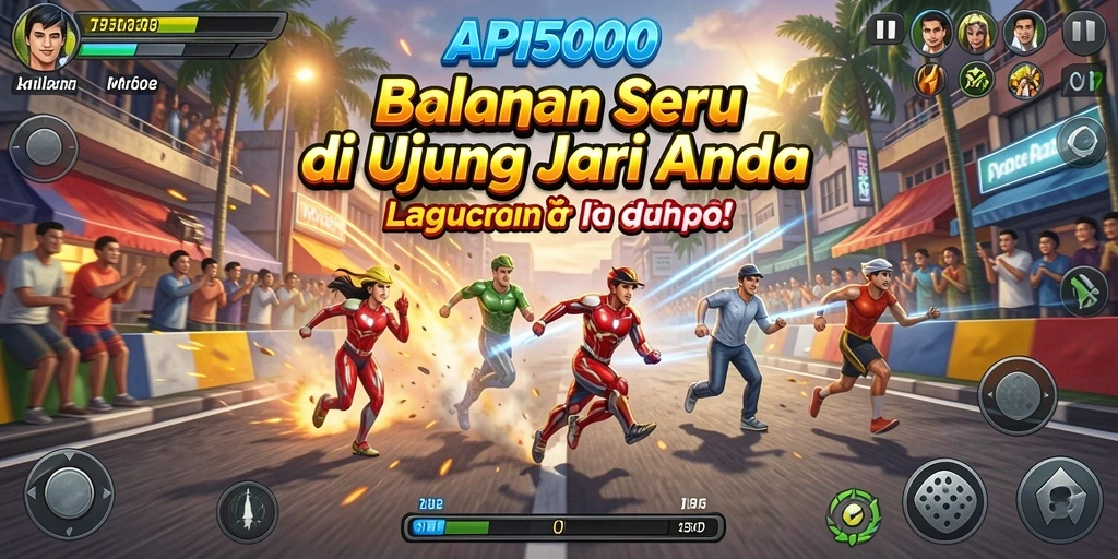 Tampilan gameplay seru dari API5000 dengan mobil balap yang cepat.