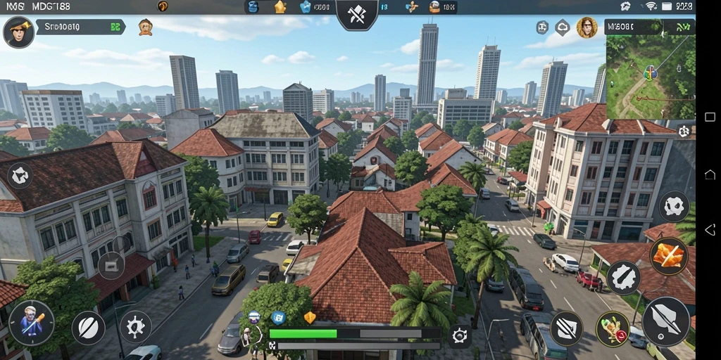 Tampilan menarik dari gameplay MDG188 yang menampilkan pembangunan kota.