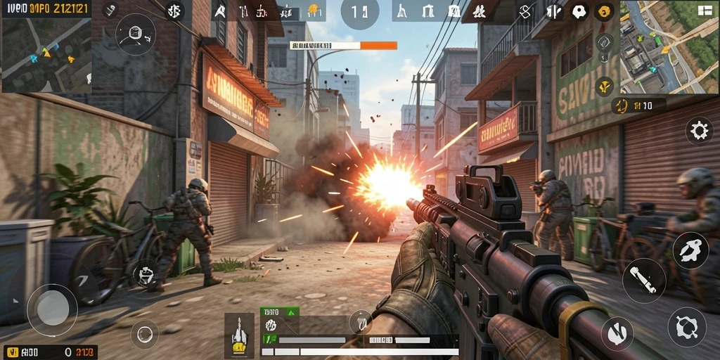 Gameplay spanduk utama MPO2121 dengan aksi tembak-menembak yang mendebarkan.