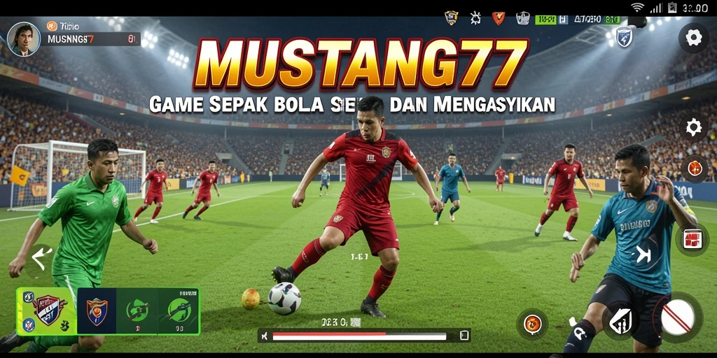 Tampilan gameplay sepak bola yang mendebarkan di MUSTANG77.