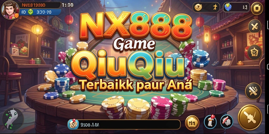 Screenshot NX888 menampilkan momen seru dalam permainan QiuQiu.