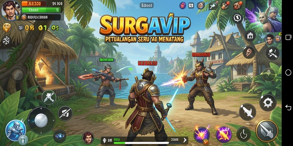 Gameplay SURGAVIP yang seru dan menantang dalam petualangan.